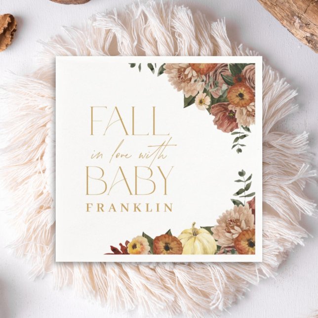 Fall In Love Fall Floral Baby Shower Napkin (Creator Uploaded)