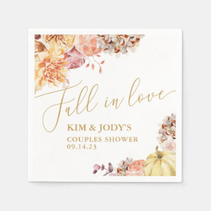 Fall In Love Fall Floral Couples Wedding Shower Napkin