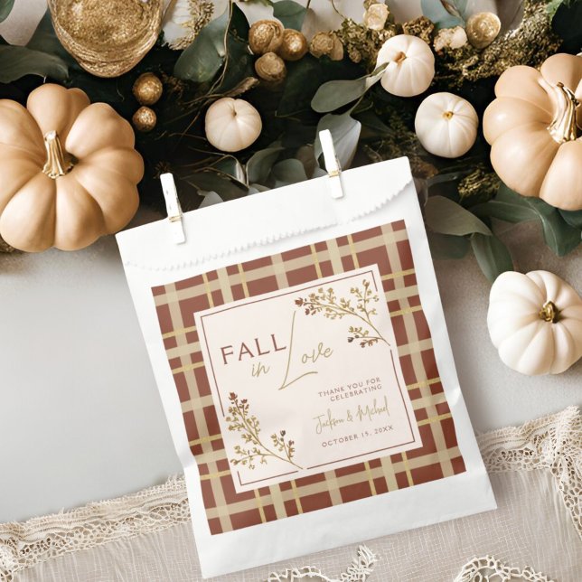 Fall In Love Fall Foliage Plaid Wedding Shower Favour Bags (Creator Uploaded)