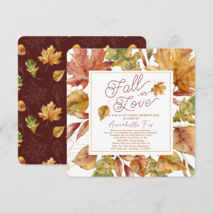Fall in Love Fall Leaves Bridal Shower by Mail Invitation