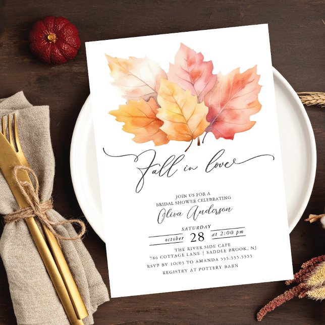 Fall In Love Fall Leaves Bridal Shower  Invitation (Creator Uploaded)