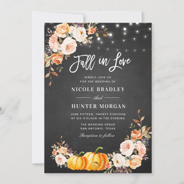 Fall in love fall rustic floral wedding invitation (Front)