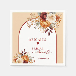 FALL IN LOVE FLORAL ARCH BRIDAL SHOWER NAPKIN