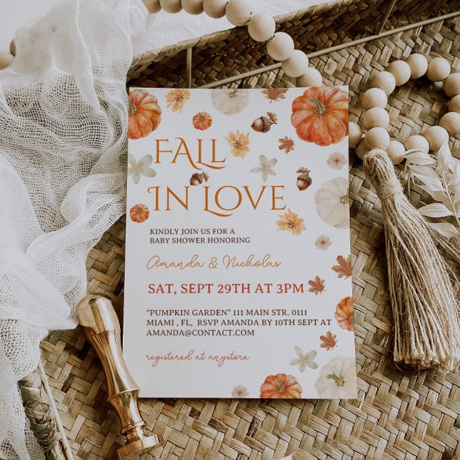 Fall In Love Floral Autumn Baby Shower Invitation (Creator Uploaded)
