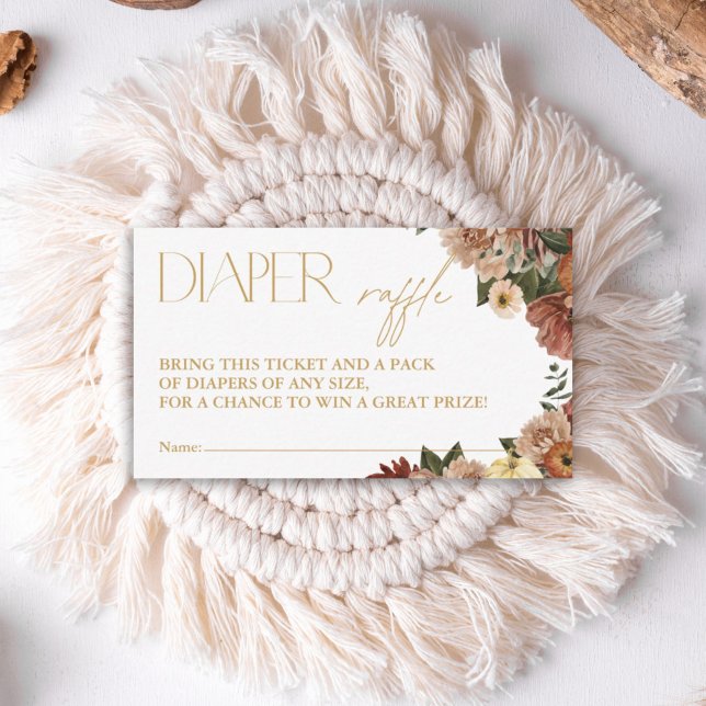 Fall In Love Floral Baby Shower Diaper Raffle Card (Creator Uploaded)