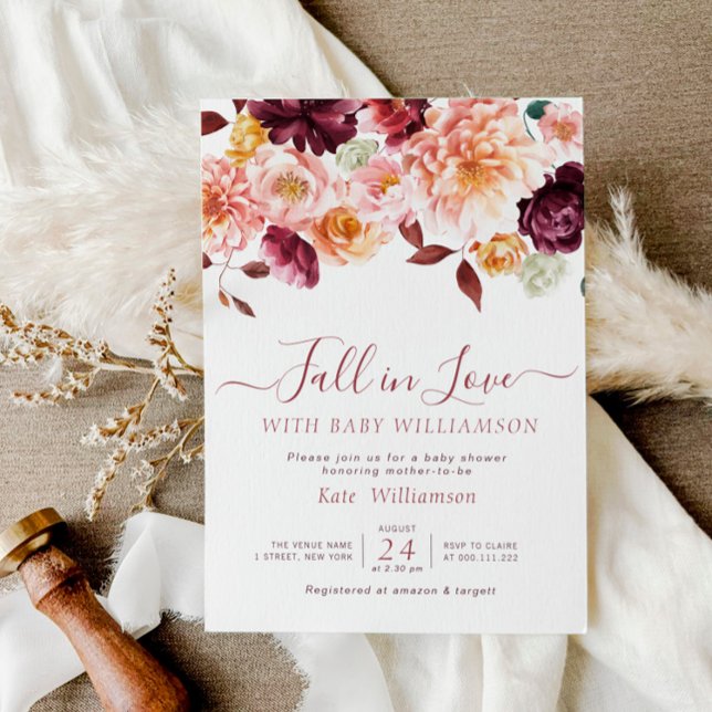 Fall in love floral baby shower invitation (Creator Uploaded)