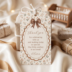 Fall In Love Floral Bow Baby Shower Gift Tags