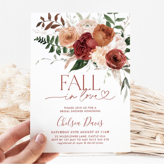 Fall In Love Floral Bridal Shower Invitation (Fall In Love - Bridal Shower Invitation)