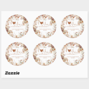 Fall in Love Floral Neutral Baby Shower  Classic Round Sticker