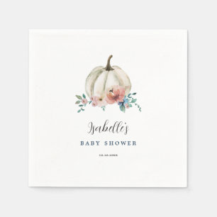 Fall In Love Floral Pumpkin Baby Shower Napkin