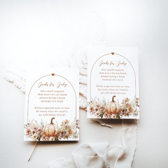 Fall in love Floral Pumpkin Books Baby Shower Enclosure Card (Creator Uploaded)