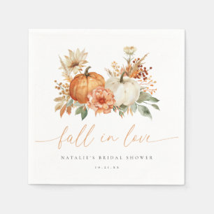 Fall in Love Floral Pumpkin Bridal Shower Napkin