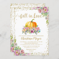 Fall in Love Floral Pumpkin Glitter Bridal Shower