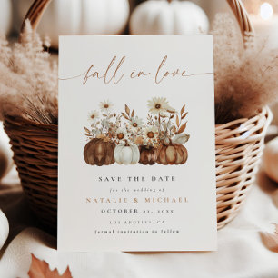 Fall in Love Floral Pumpkin Wedding Save The Date