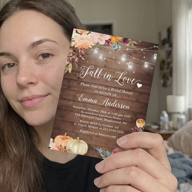 Fall in Love Floral String Lights Bridal Shower Invitation (Creator Uploaded)
