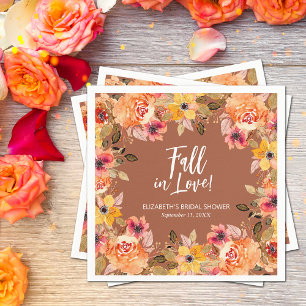 Fall in Love Floral Terracotta Bridal Shower Napkin