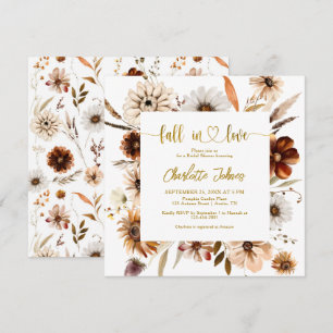 Fall In Love Floral Terracotta Gold Bridal Shower Invitation