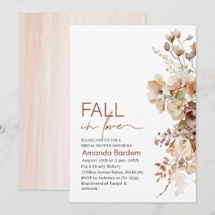 Fall in Love Flowers  Watercolor  bridal shower In Invitation