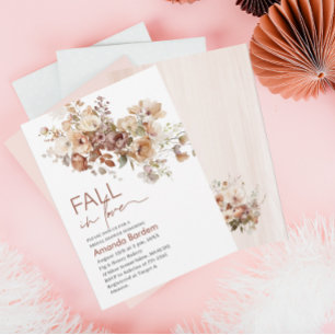 Fall in Love Flowers  Watercolor  bridal shower In Invitation