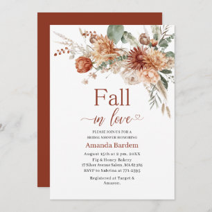 Fall in Love Flowers Watercolor bridal shower Invitation