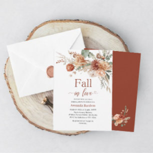 Fall in Love Flowers  Watercolor  bridal shower Invitation