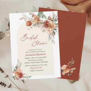 Fall in Love Flowers Watercolor bridal shower Invitation