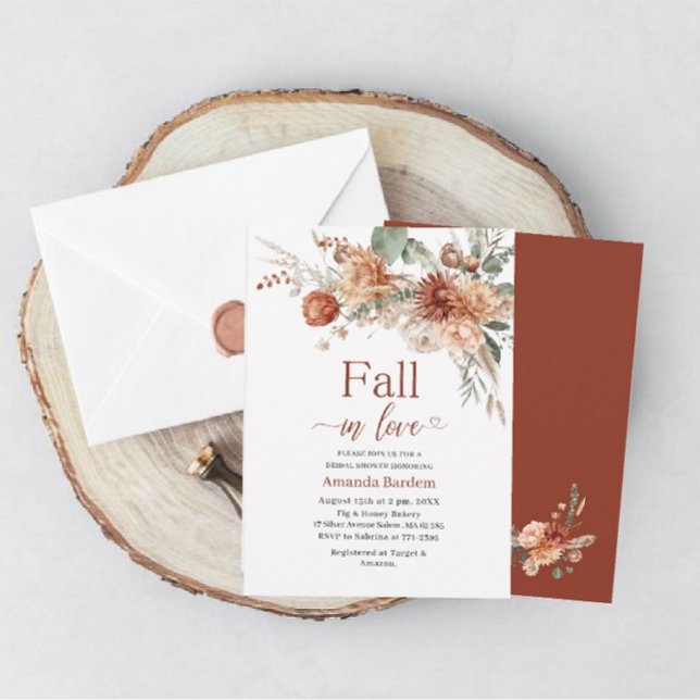 Fall in Love Flowers  Watercolor  bridal shower Invitation (Creator Uploaded)