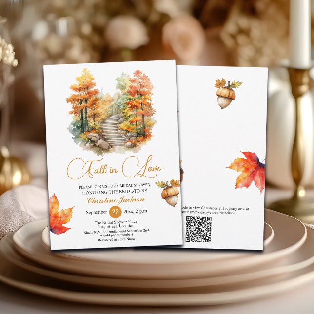 Fall in Love Forest in the Fall Bridal Shower  Invitation (Creator Uploaded)