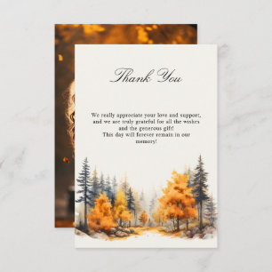 Fall in love Forest wedding Photo Thank You Card