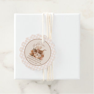 Fall In Love Gingham Baby Shower Favour Tags