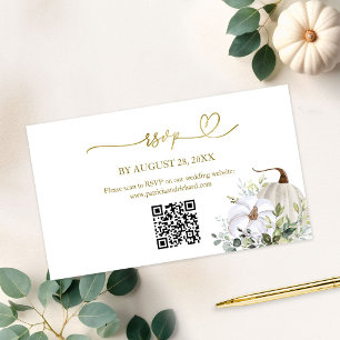 Fall in Love Greenery Wedding QR Online RSVP Enclosure Card