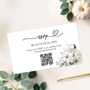 Fall in Love Greenery Wedding QR Online RSVP Enclosure Card