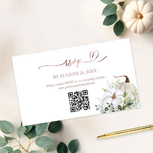 Fall in Love Greenery Wedding QR Online RSVP Enclosure Card
