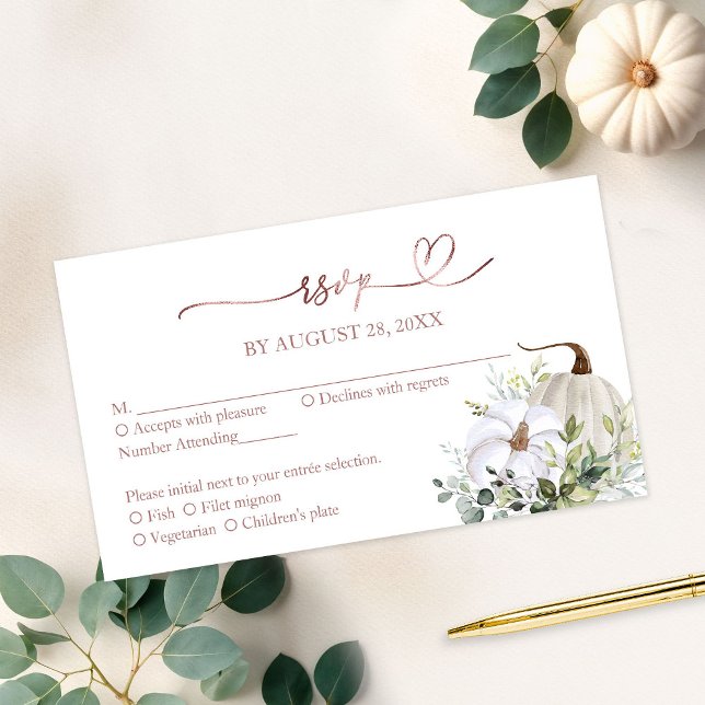 Fall in Love Greenery Wedding RSVP Card (Creator Uploaded)