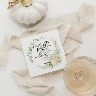 Fall in Love Greenery White Pumpkin Bridal Shower Napkin