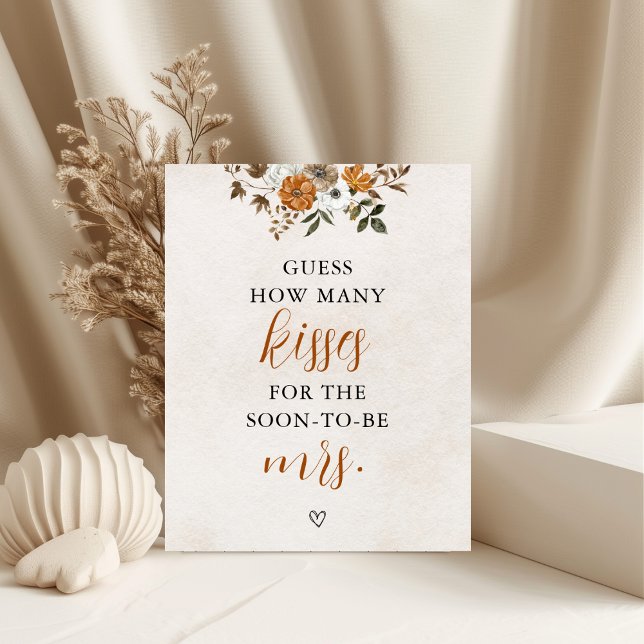 Fall in Love | Guess How Many Kisses Bridal Shower Poster (Creator Uploaded)