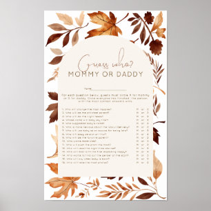 Fall In Love Guess Who Baby Shower Game Poster