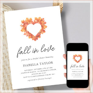 Fall in Love   Heart Bridal Shower Invitation