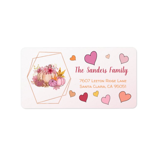 Fall in Love Hello Sweet Little Pumpkin Hearts Label (Front)