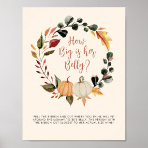 Fall in Love How Big is her Belly Baby Shower Game Poster