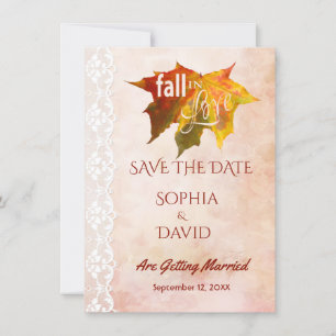 Fall in Love Lace Old Paper Wedding SAVE THE DATE