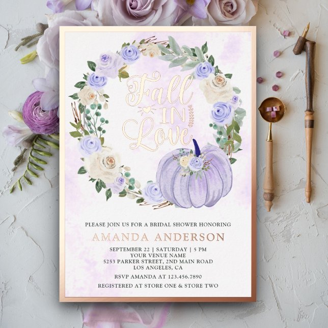 Fall in Love Lavender Roses Pumpkin Bridal Shower  (Creator Uploaded)