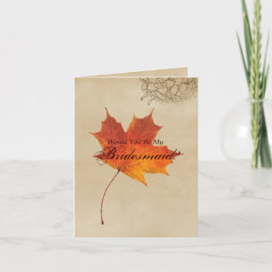 Fall in Love Leaves  Will You Be My Bridesmaid Invitation