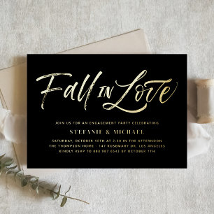 Fall In Love Lettering Black Engagement Party