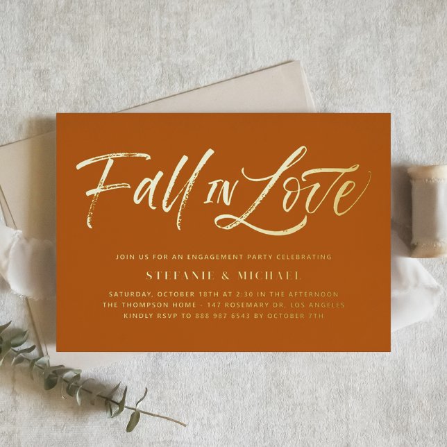 Fall In Love Lettering Orange Engagement Party (Creator Uploaded)