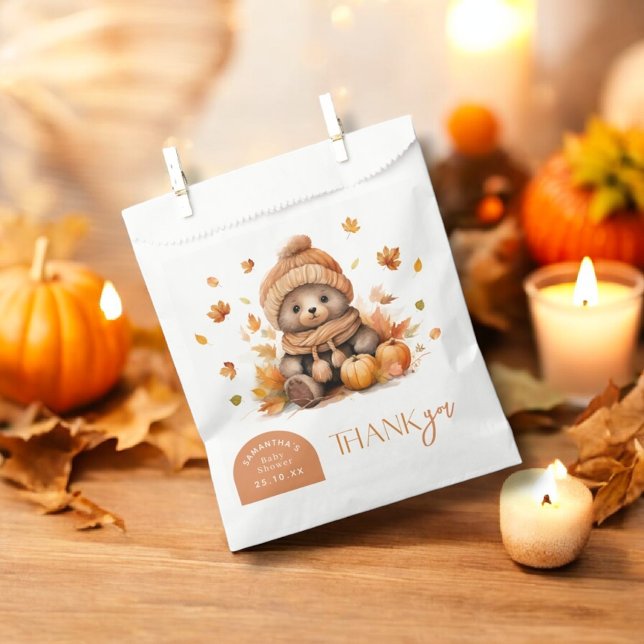 Fall In Love Little Bear Pumpkin Autumn Leave Favour Bags (Creator Uploaded)