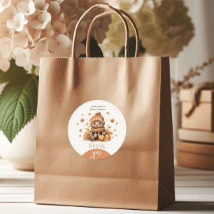 Fall In Love Little Teddy Bear Pumpkin Classic Round Sticker