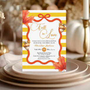 Fall in Love Maple Leaves Coquette Bridal Shower  Invitation