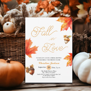 Fall in Love Maple Tree Leaves Bridal Shower  Invitation