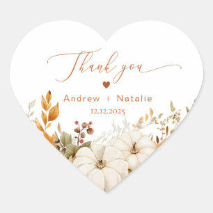 Fall in love Mopdern rustic Wedding Thank you Heart Sticker